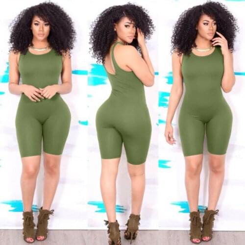Summer Sexy Women Sports Jumpuit Sleeveless Bodycon Romper Playsuit Short Pants Tracksuit Gym Fitness
