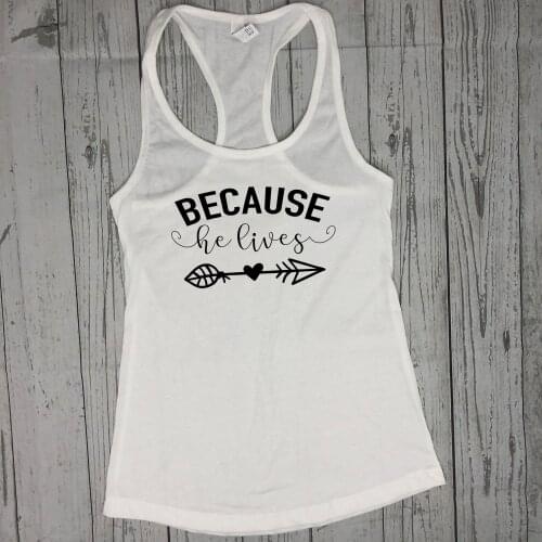 Women Vest Undershirt Singlet Sleeveless Tops He Lives Jesus Tank Christian Birthday Gift Inspirational Religious Grace