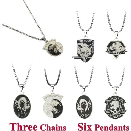 Metal Gear Solid 5 V Necklace Outer Heaven Fox Hound Diamond Dogs Game Alloy For Unisex Cosplay Fans Props Pendant Charm Jewelry
