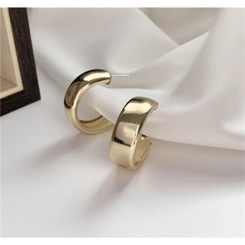 Fashion Wide Woman Big Ear Rings For Ladies Round Gold Fashion Jewelry Stainless Steel Hoop Earrings Men Accesories Wholesale