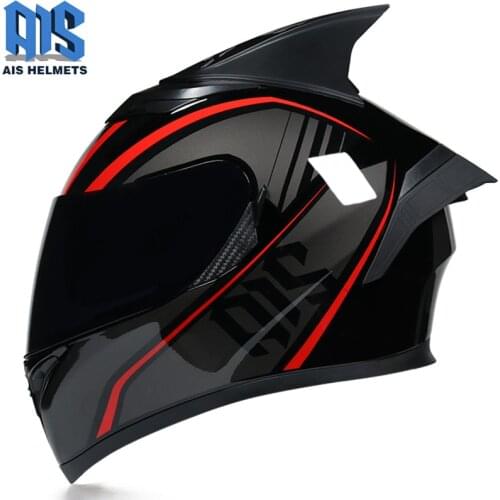 Full Face Racing Shield Scooter Helmet Casco Moto 4xl with Horns Motorcycle Helmet for Kids Dual Lens with Sun Visor Dot Unisex