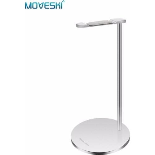 Moveski NB-Z3 Headphone Stand aluminum Holder Earphone with leather Silicone Anti-skid Flexible Headrest ABS Solid Base