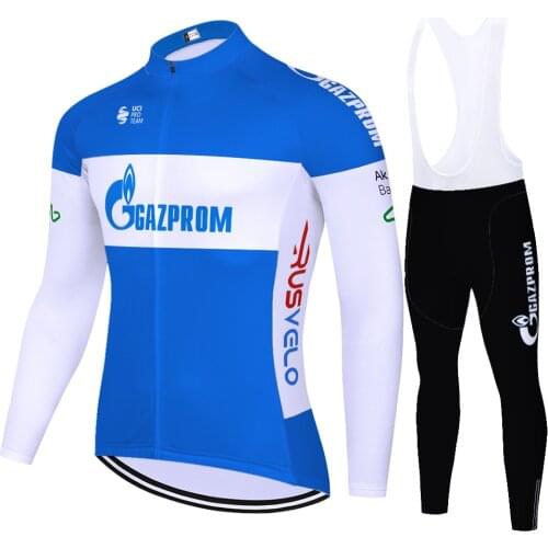 2021 ProTeam gazprom long sleeve cycling jersey set summer spring quick dry Outdoor 20D gel Riding Bike ropa ciclismo hombre