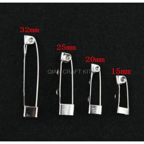 Set of 500pcs Metal silver tone BROOCH BAR pin clips settings Backs 15-32mm for craft making,DIY Accessory JS0070mix