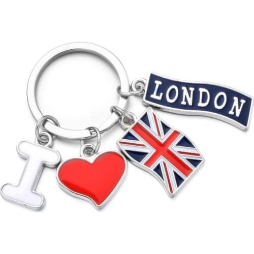 New cute letter flag travel keychain fashion car bag keychain holiday travel souvenir gift