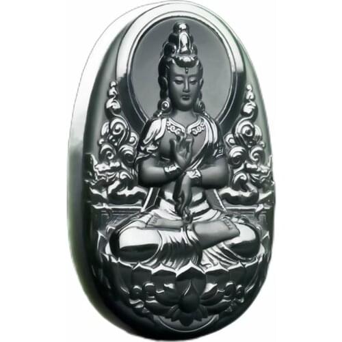 Excellent Bottle Green Jade Lotus Guan Yin Pendant Amulet Hanging Bless Gods Lucky Churinga