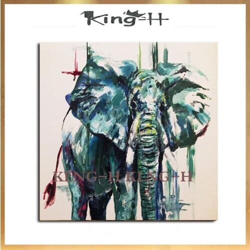 Pintado a mano abstracto colorido elefante Animal pintura al óleo sobre lienzo decoración del hogar pintura de elefante oil pai