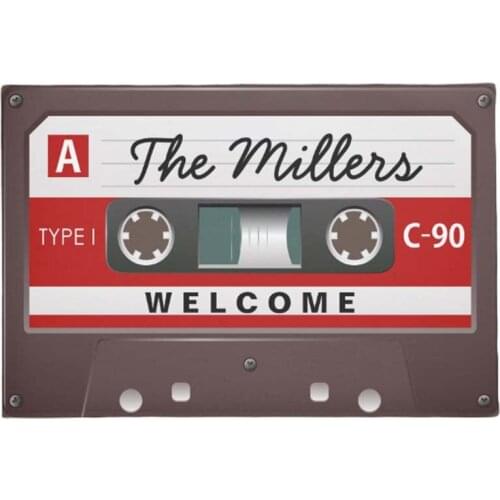 Retro Music Cassette Look with Welcome Family Name Doormat Home Decoration Entry Non-slip Door Mat Rubber Washable Floor Home Ru