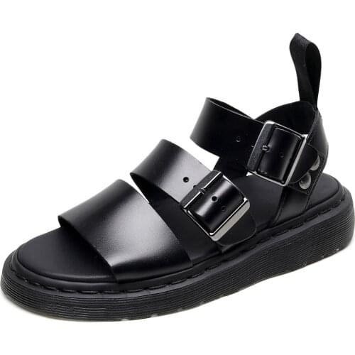 Sandals For Women Men Breathable Ladies Leather Shoes Femme Casual Platform Flats Slippers Flip Flops for Women Men Size 35-45