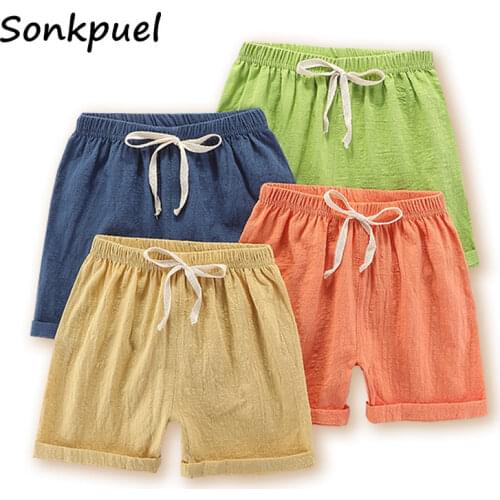 Boys Shorts Kids Shorts Candy Color Girls Children Summer Beach Loose Shorts Casual Pants Cotton & Linen Comfortable 2-10Yrs Hot