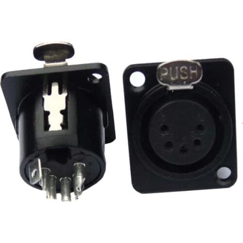 100pcs/lot NC5FD-B Female 5 pin XLR Chassis Connector XLR Chassis Mounted Socket panel Connector for DMX intercom headset