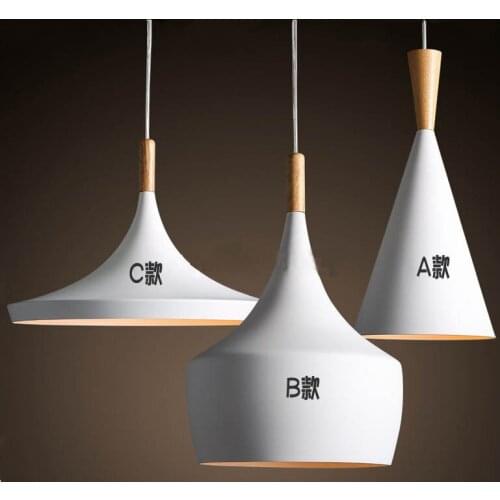 Nordic wooden aluminum white wood pendant light for dining coffee bar kitchen dining room lamp