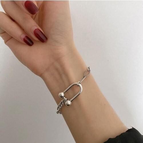 Light Luxury Ins Cold Wind U-Shaped Horseshoe Bracelet Tanks Chain For Women New Trendy Elegant Jewelry SAB127