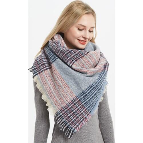 Warm Plaid Scarves Cashmere Shawls Women Winter Soft Plaid Shawl Cloak Ms Thick Blankets Scarf NewYear Gifts