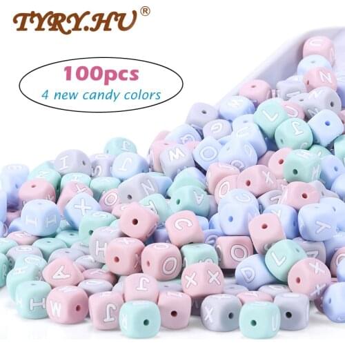 New 100pc Alphabet Silicone Chewing Beads For Teething Necklace Food Grade BPA Free Letter DIY Baby Name Baby Teether