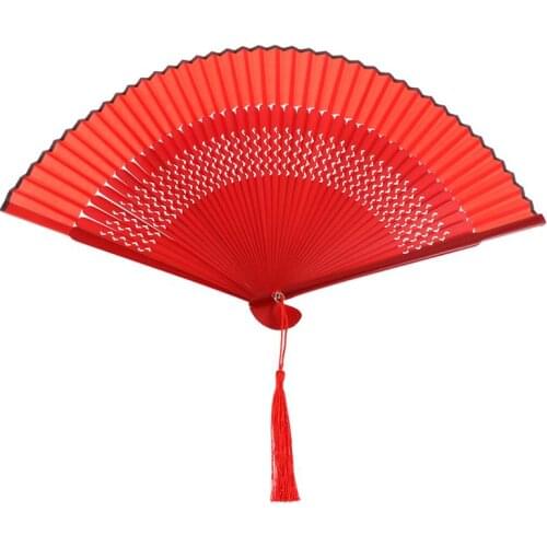 1PC Vintage Handheld Folding Fan Dance Performance Fan Craft Hollow Silk Folding Fan Chinese Handmade Fan Decoration Craft