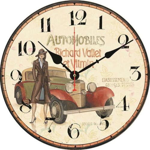 Retro Vintage Decorative Wall Clock Dresses Wall Clock Automobiles Richard Vallet Et Vilmin Wall Art Fashion Decor Clocks
