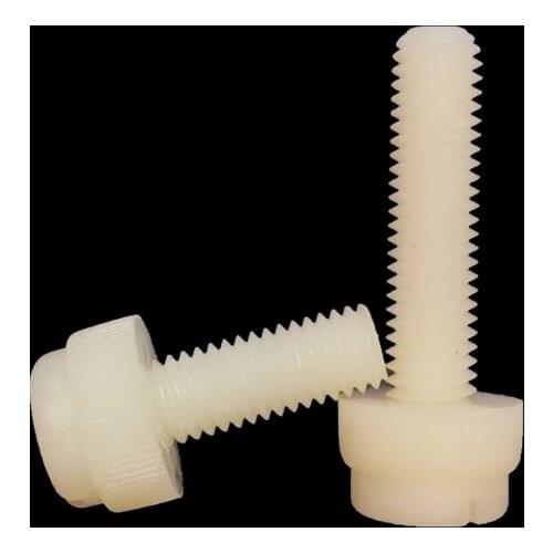 50pcs M5 M6 M8 slotted round bolts thumb knurled screws PA66 nylon screw insulated plastic male bolt 6mm-60mm length