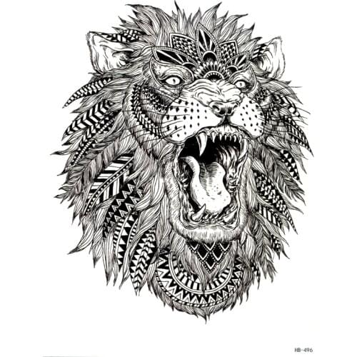 Roaring lion Temporary tattoo men Animal temporary tattoo tatuajes temporales a prueba de agua espada body art tatoo sticker