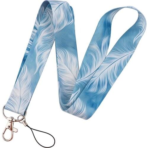 Leaf Leaves Feather Texture Funny art Lanyard Neck Key Strap for Phone Keys ID Card Cartoon webbings ribbons
