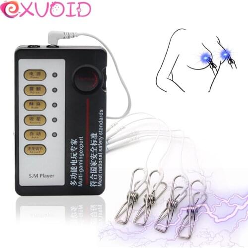 EXVOID Nipple Clamps with Host Electric Shock Accessory Clitoris Clip Stimulator Sex Toys for Couples Breast Flirting Toys