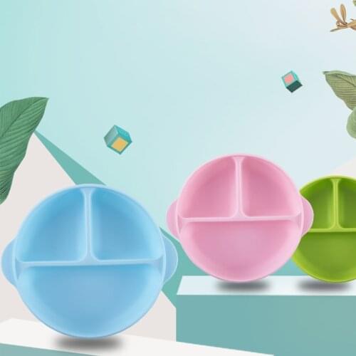 1Pcs Kids Tableware Baby Feeding Bowl Dishes Anti-Fall High-capacity Divided Plate With Cover Baby Training Bowl Separated Food
