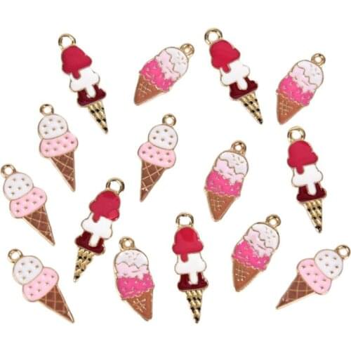 10pcs Enamel Ice Cream Charm For Jewelry Making And Crafting Fashion Earring Charm Zinc Alloy Pendant