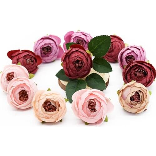 100 Pieces tea buds rose Artificial flowers Wedding Home decoration accessories Diy Wrist flower Crafts Scrapbooking Photo props