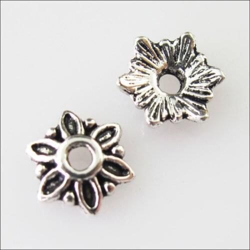150Pcs Tibetan Silver Color Tiny Flower End Bead Caps Connectors 8mm