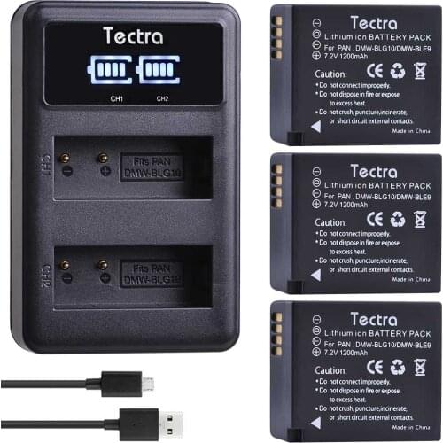 3PCS 1200mAh DMW-BLG10 BP-DC15 Battery+LED USB Charger for Panasonic Lumix GF6,GX7,GX80,GX85,GX7 Mark II,LX100,D-Lux(Type 109