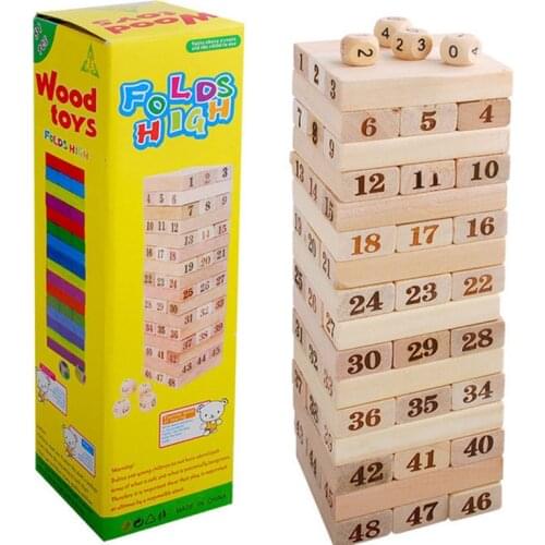 48pcs/set Folds High Jenga Education Board Game Family/Party Best Gift for Children Building Blocks Wooden Game