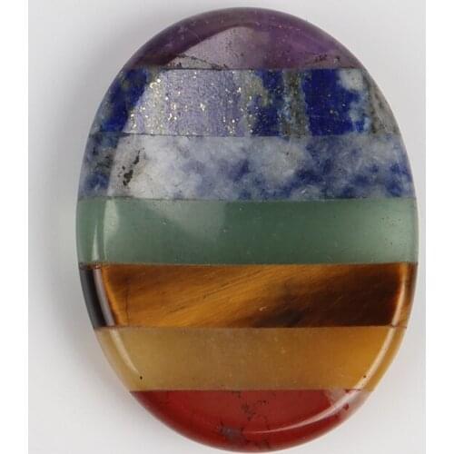 7 Chakra Palm Stone Natural Amethyst Multicolor Worry Thumb Gua Sha Tool Jade Mineral Hand Massage Skin Care Beauty Product