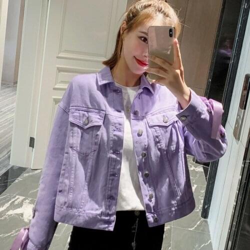 90% Cotton Back Criss-Cross Denim Jackets Girls Autumn Single Breasted Solid Sweet Women Casual Jacket Ladies Casual Outerwear