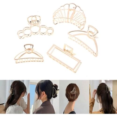 1PC Gold Color Women Girl Hair Accessories Fashion Metal Modern Stylish Large Hair Claw Clips Hairband Easy Hair Styling Supply