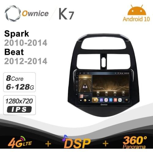 720P K7 Android 10.0 Car Radio Stereo for Chevrolet Spark 2010 - 2014 Beat 2012 - 2014 4G LTE 360 Auto Audio System 6G+128G