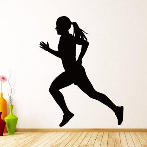 Running Women Sport Sketch Wedding Decor Wall Decal Wallpaper Wall Sticker Kids Rooms Decor