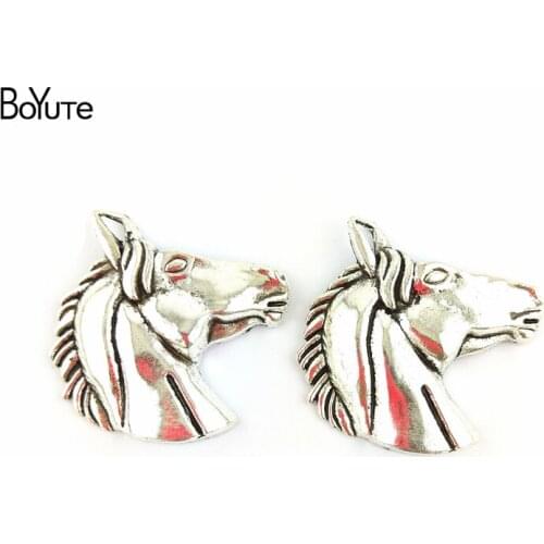 BoYuTe (10 Pieces/Lot) 51*51MM 2 Colors Zinc Alloy Steed Head Horse Pendant Charms for Jewelry Making Diy Accessories Parts