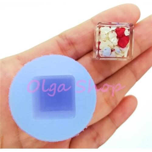 BYL327 3D Square Cabochon Silicone Mold Craft Resin Art Jewelry Making Pendant Earrings Fondant Decoration 16mm x 16mm x 15mm