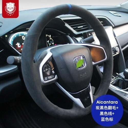 Steering wheel cover Real Alcantara hand-stitched handle cover for Honda 10th Gen Civic crv FIT Accord xrv Avancier Auto parts
