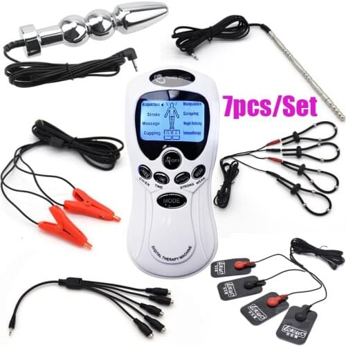 BDSM Electric Shock Anal Vagina Plug Urethral Catheter Penis Ring Electro Stimulator Nipple Clamp Massage Pad Medical Sex Toys