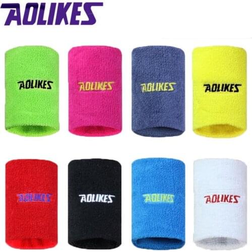 AOLIKES 1 Pair Gym Yoga Sweat Band Fitness Wristband Sport Sweatband Wrist Brace Support For Tennis Running Volleyball zweetband