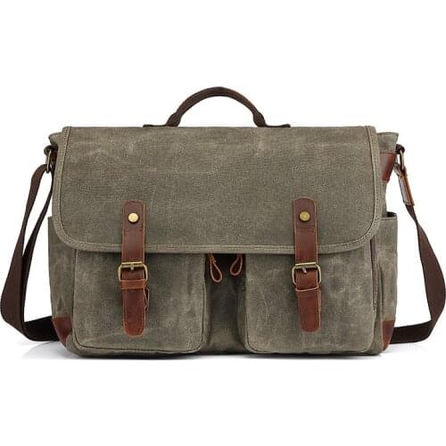 Canvas Mens Bags Waterproof Briefcase Laptop Office Bags Male Shoulder Crossbody Bag Large Tote Vintage Messenger Satchels