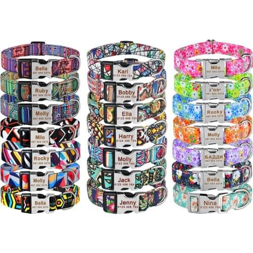 Custom Free Engraved Name Tag Personalized Dog Collar Adjustable Nylon Puppy Unisex Dogs Collar Small Large Product Dog Collars