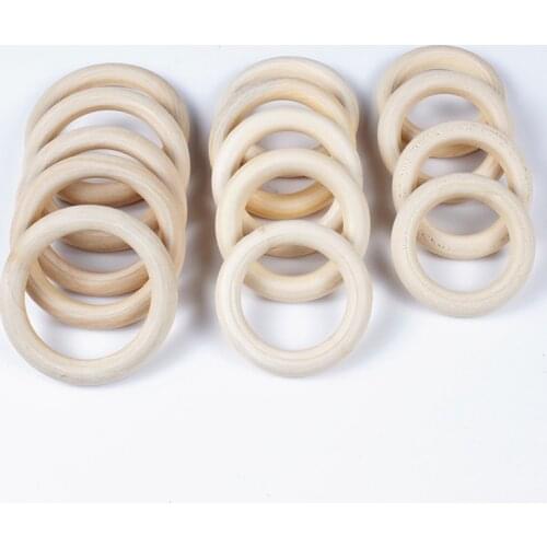 1-30Pcs 12-125mm Wooden Beads Connectors Circles Rings Unfinished Natural Wood Lead-free Baby Teething Toys Rings Accesories