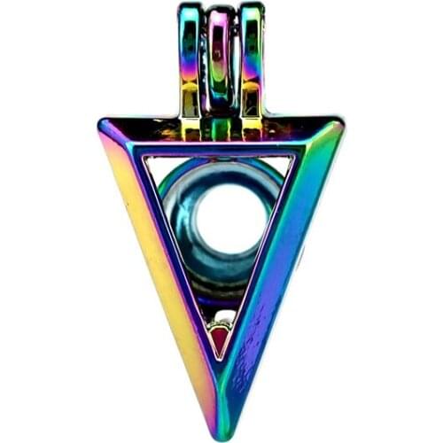 C838 5pcs/lot COLORS Triangle Cage Pendant Pearl Locket Fairytale Party Essential Oil Diffuser Beauty Gift