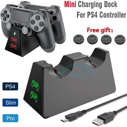 PS4/Slim/Pro Mini Fast Charging Dock Dual Controller Charger Station Gamepad Stand Holder Base for Sony PlayStation 4