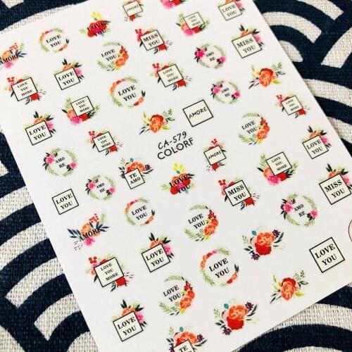 CA series CA579 FLOWER-LETTER 3d nail art stickers decal cheetsan brand template diy nail tool decorations