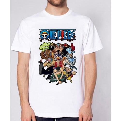 One Piece Straw Hat Crew T Shirt Men Harajuku Cartoon Japan Anime Tshirt 90s Funny Luffy Zoro Graphic Summer Fashion Tees Male