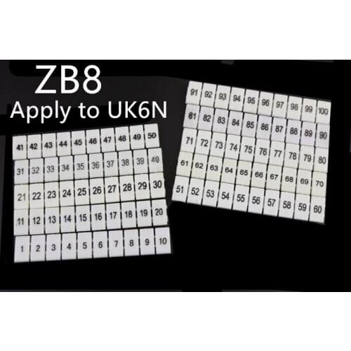 Flame retardant UK6N terminal row digital mark number tube ZB8 printing label strip UK-6N