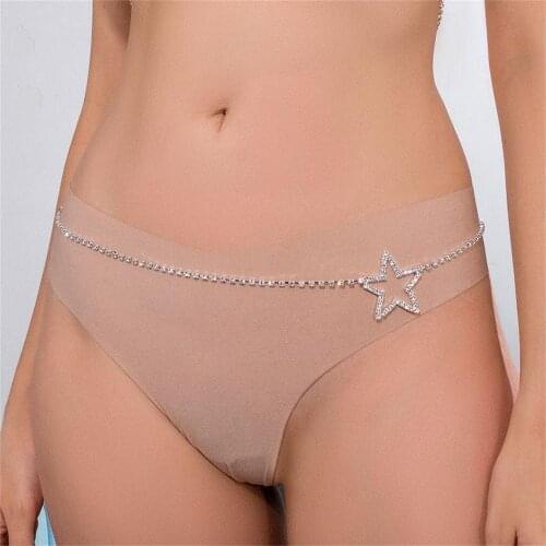 Sexy Crystal Hollow Star Waist Chain Body Chain Summer Beach Glamour Bikini Women Rhinestone Jewelry Belly Chain Ornaments